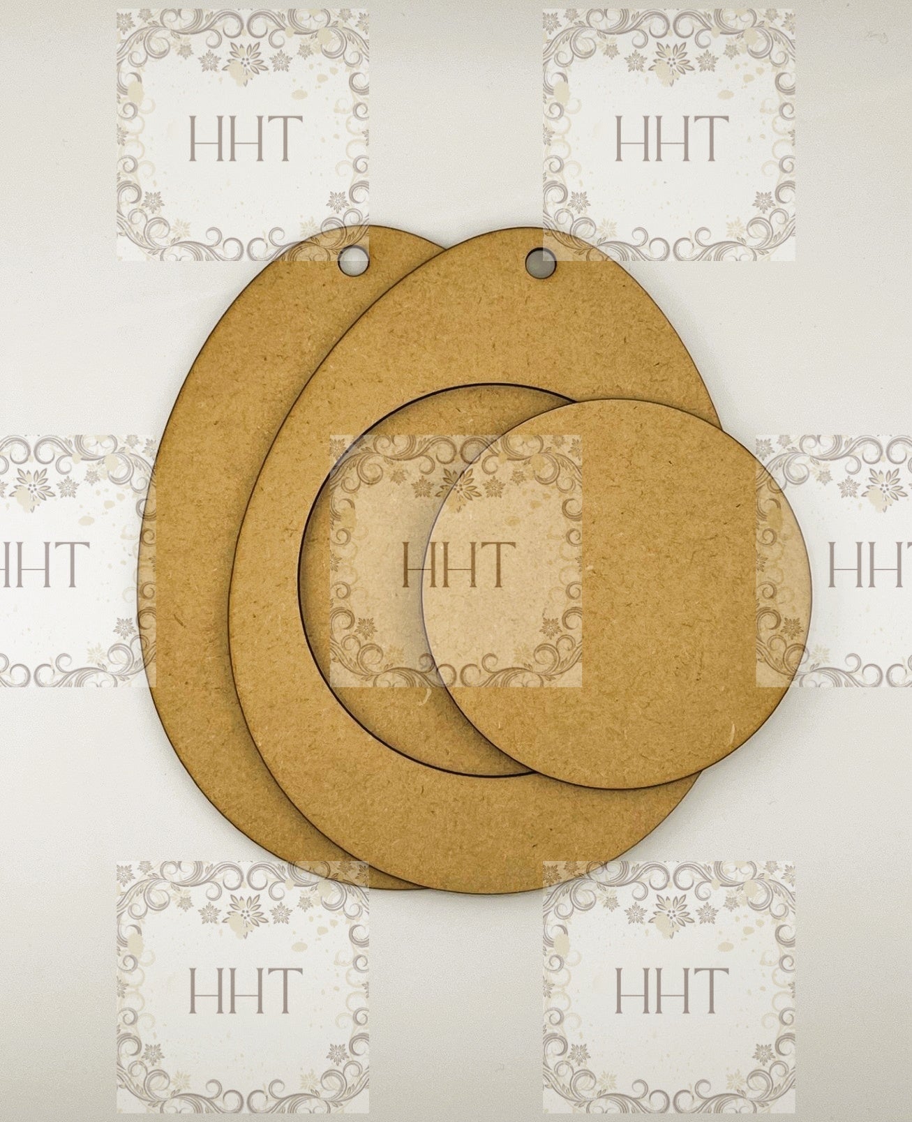 Laser Cut, MDF, Easter Egg, Blank, Base, Large Ornament, Frame Overlay, 3 pc, Crafts, Canvas, Decoupage, Mixed Media, 5 1/2" x 7"