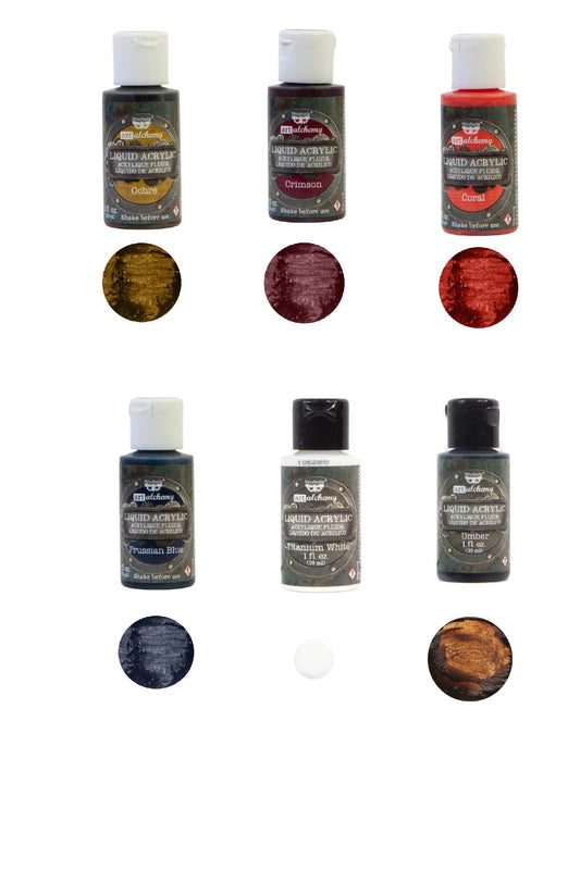 Finnabair Art Alchemy, Liquid Acrylic Paint, Coral, Vibrant, Colors, 30 ml