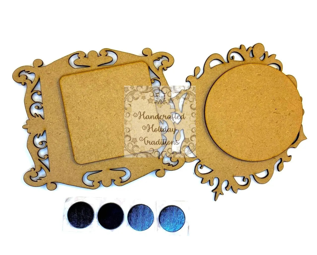 Laser Cut, MDF, Vintage Style, Christmas, Magnets, Set of 2, 4 pieces, Blank, Base, Overlay, Decoupage, Mixed Media, Crafts, 4 1/2" x 5" Handcrafted Holiday Traditions