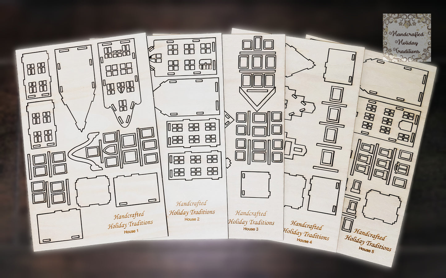 Laser Cut, Birch Wood, Miniature Tenement Village Houses, Buildable, Blanks, Mixed Media, Crafts, Paintable, 5 Options