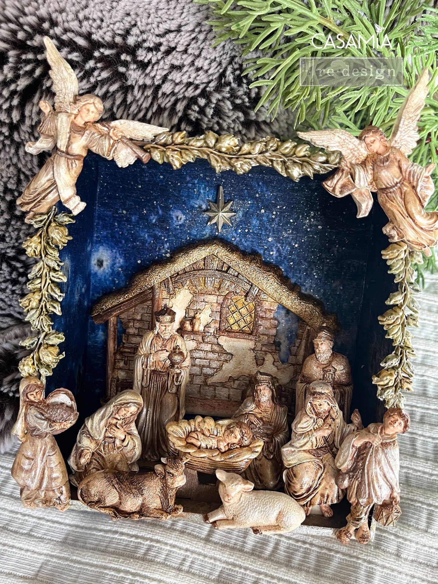 Re-Design with Prima, Silicone Mold, Decor Moulds®, Holy Night Nativity, Holy Family, Wise Men, Nativity, Angels, 1 pc, 5″x10″x8mm, Food Safe