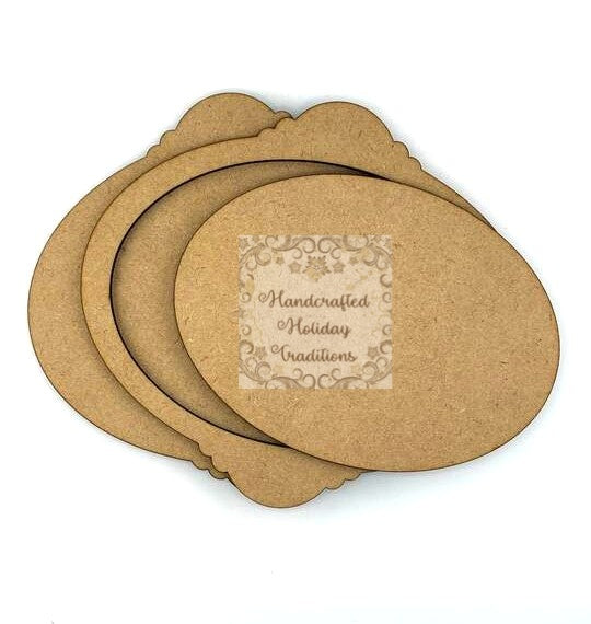 Laser Cut, MDF, Vintage Style Christmas, Pendant, Ornament, Base, Blank Overlay Frame 3 pc, Decoupage, Mixed Media, Crafts