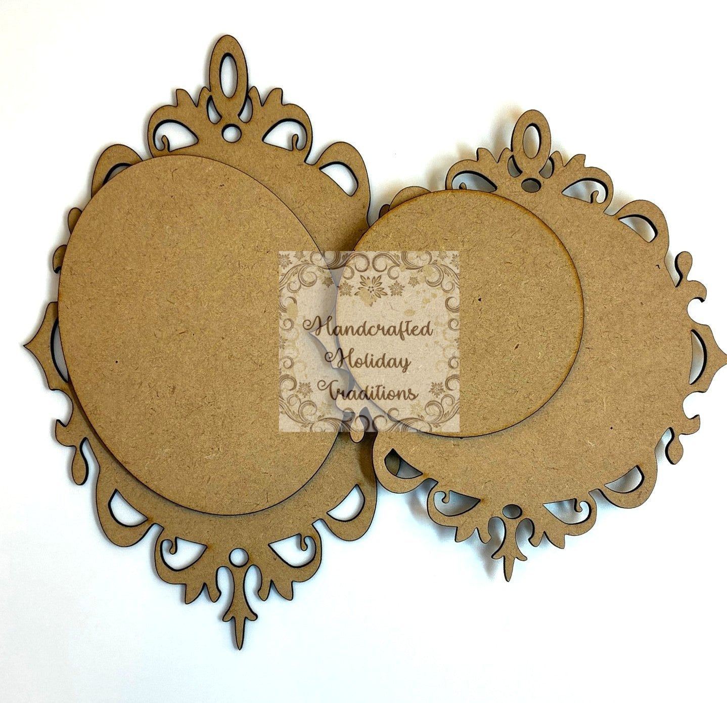 Laser Cut MDF, Vintage Style, Christmas, Pendant, Ornament, Base, Blank, Overlay, Decoupage, Mixed Media, Crafts, Circle, Oval Options