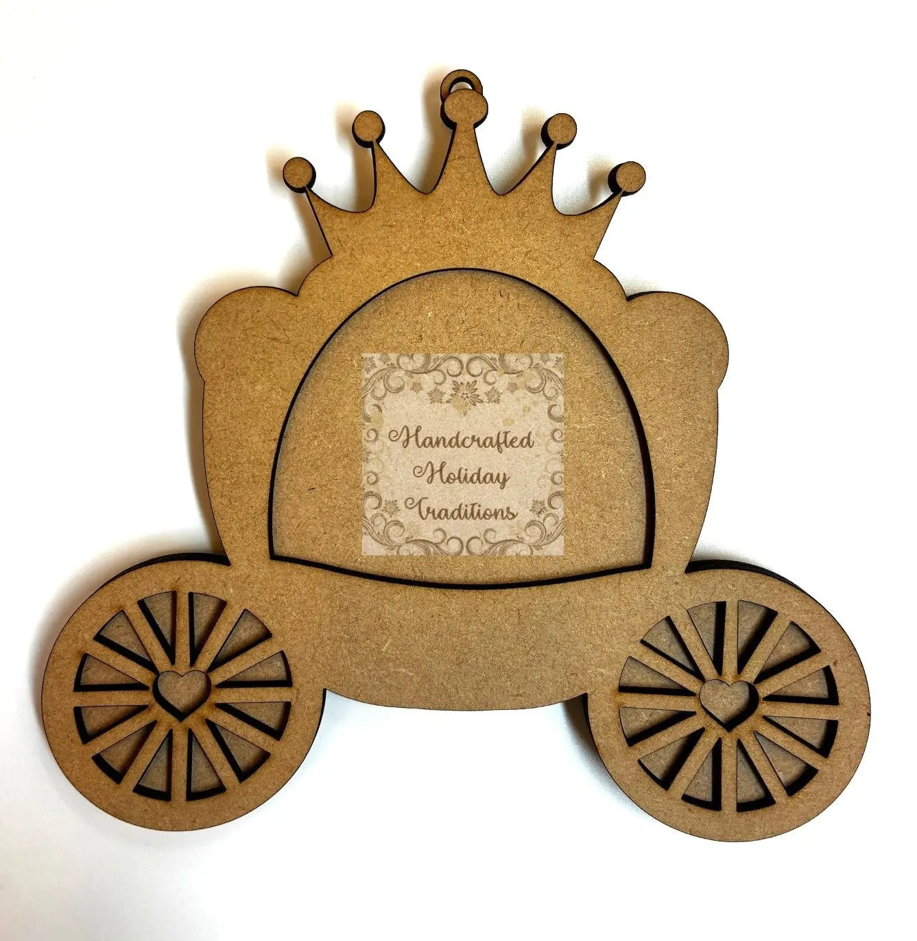 Laser Cut, MDF, Ornament, Princess Carriage, Chariot, Blank, Base, with overlay for Crafts, Mixed Media, Decoupage, 2 piece, 6 3/4" x 6 1/2" Handcrafted Holiday Traditions