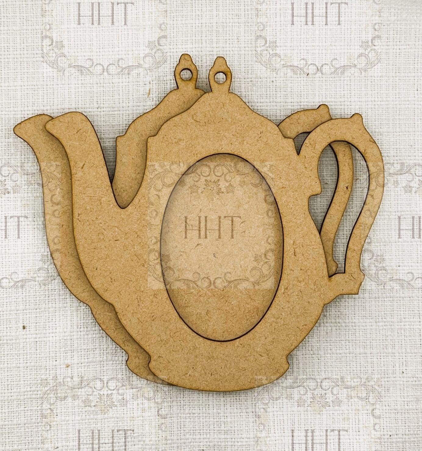 Laser Cut MDF, Vintage Style, Tea Pot, Plaque, Panel, Ornament, Blank, Base, Oval Center, frame, Decoupage, Mixed Media, Crafts