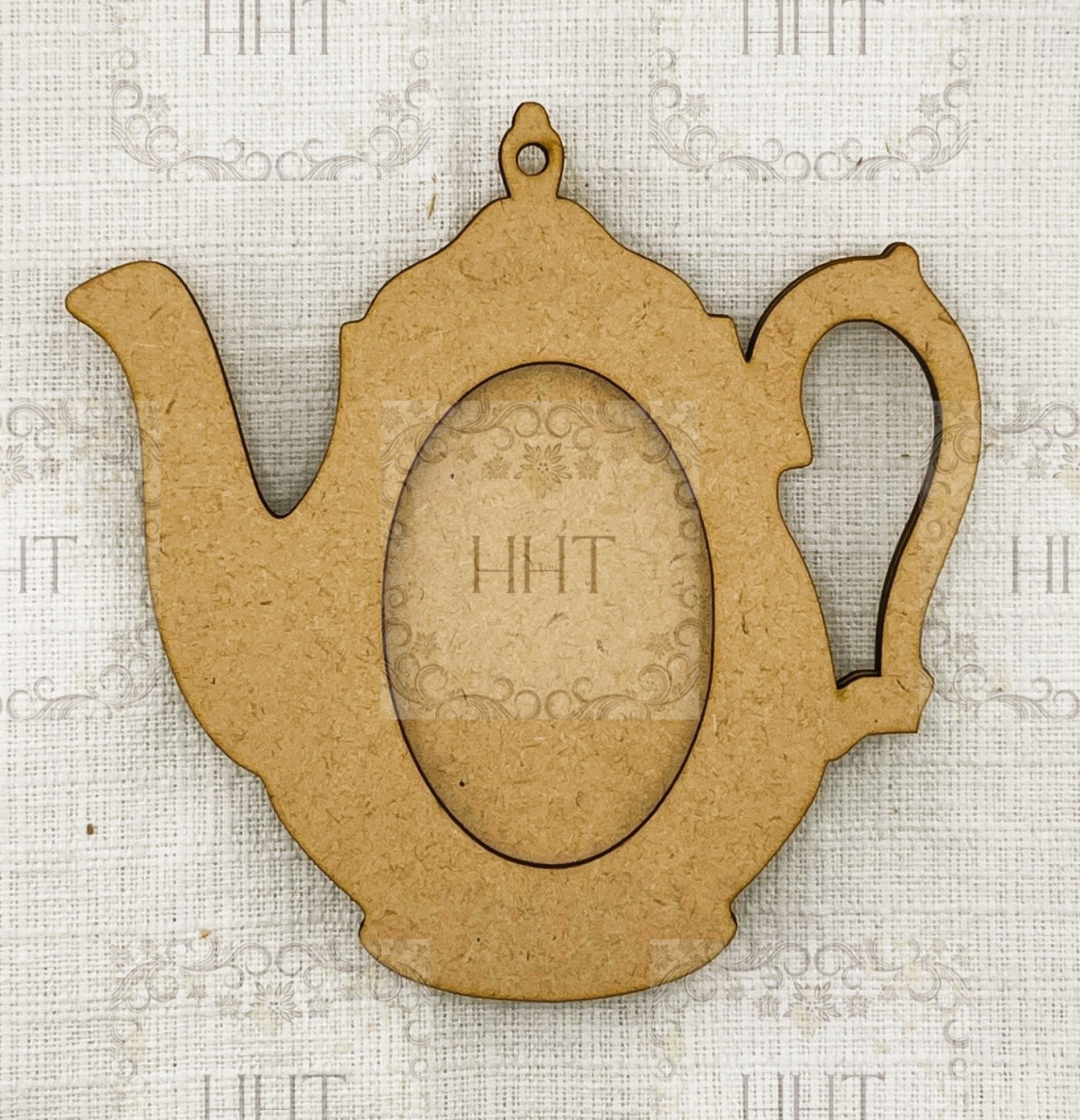 Laser Cut MDF, Vintage Style, Tea Pot, Plaque, Panel, Ornament, Blank, Base, Oval Center, frame, Decoupage, Mixed Media, Crafts