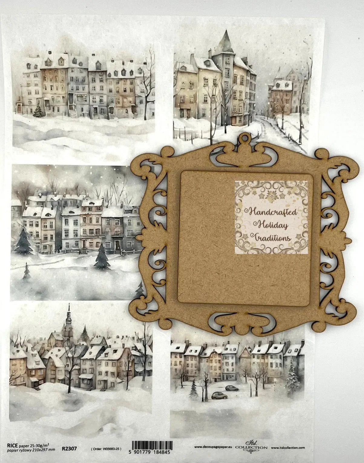 Laser Cut, MDF, Square, Vintage Style Christmas, Pendant, Ornament, Base, Blank, 2 pc, Decoupage, Mixed Media Handcrafted Holiday Traditions