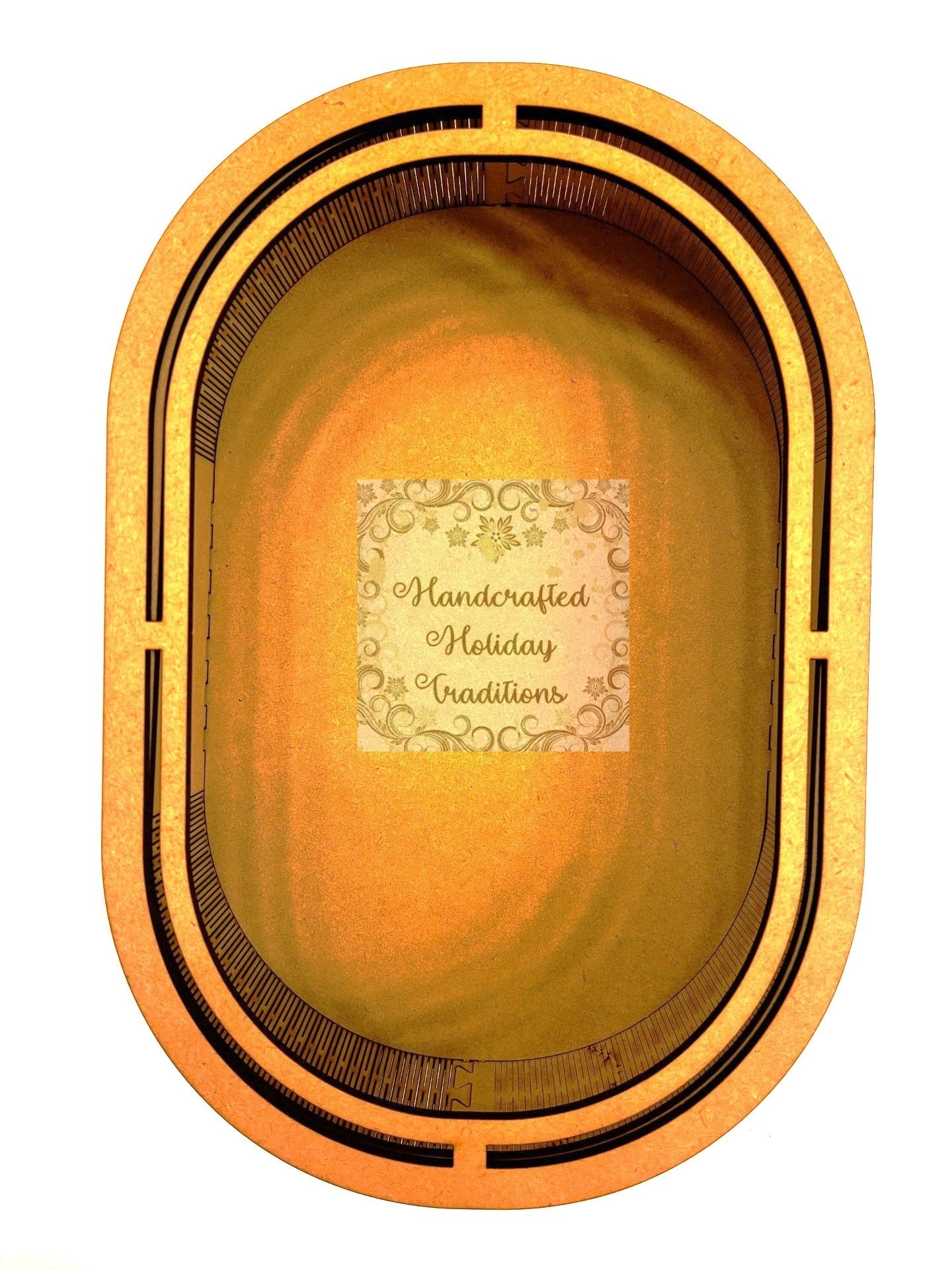 Laser Cut, MDF, Oval Shadow Box, Tray, Altered Art, Diorama, Buildable Kit, Base, Blank, Canvas, Decoupage, Mixed Media, 6.5 x 9.75 x 2.75