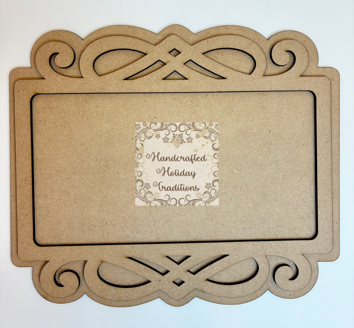 Laser Cut MDF Framed Plaque, Panel, Blank Base with Overlay for Decoupage, Mixed Media, Crafts
