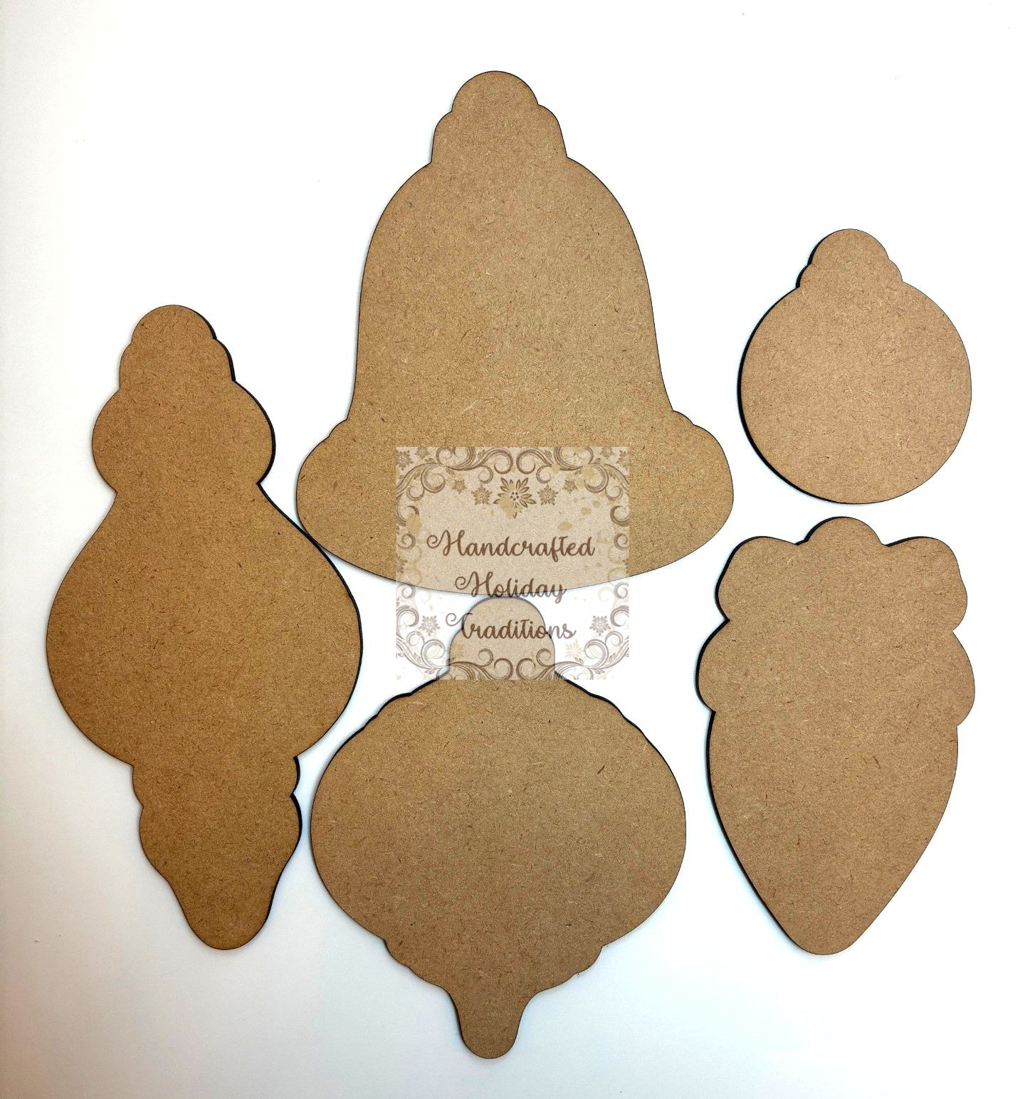 Laser Cut, MDF, Re-Design with Prima, Bauble Backs for Castings, Backing, Blank, Base, Ornament, Set of 5, Christmas, Holiday Decorations