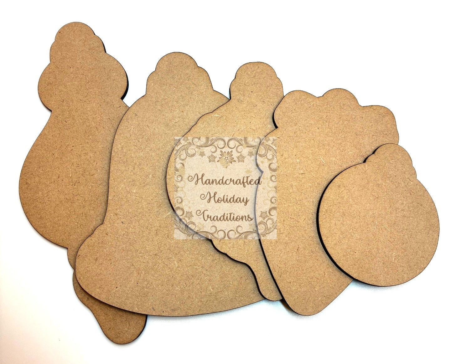 Laser Cut, MDF, Re-Design with Prima, Bauble Backs for Castings, Backing, Blank, Base, Ornament, Set of 5, Christmas, Holiday Decorations