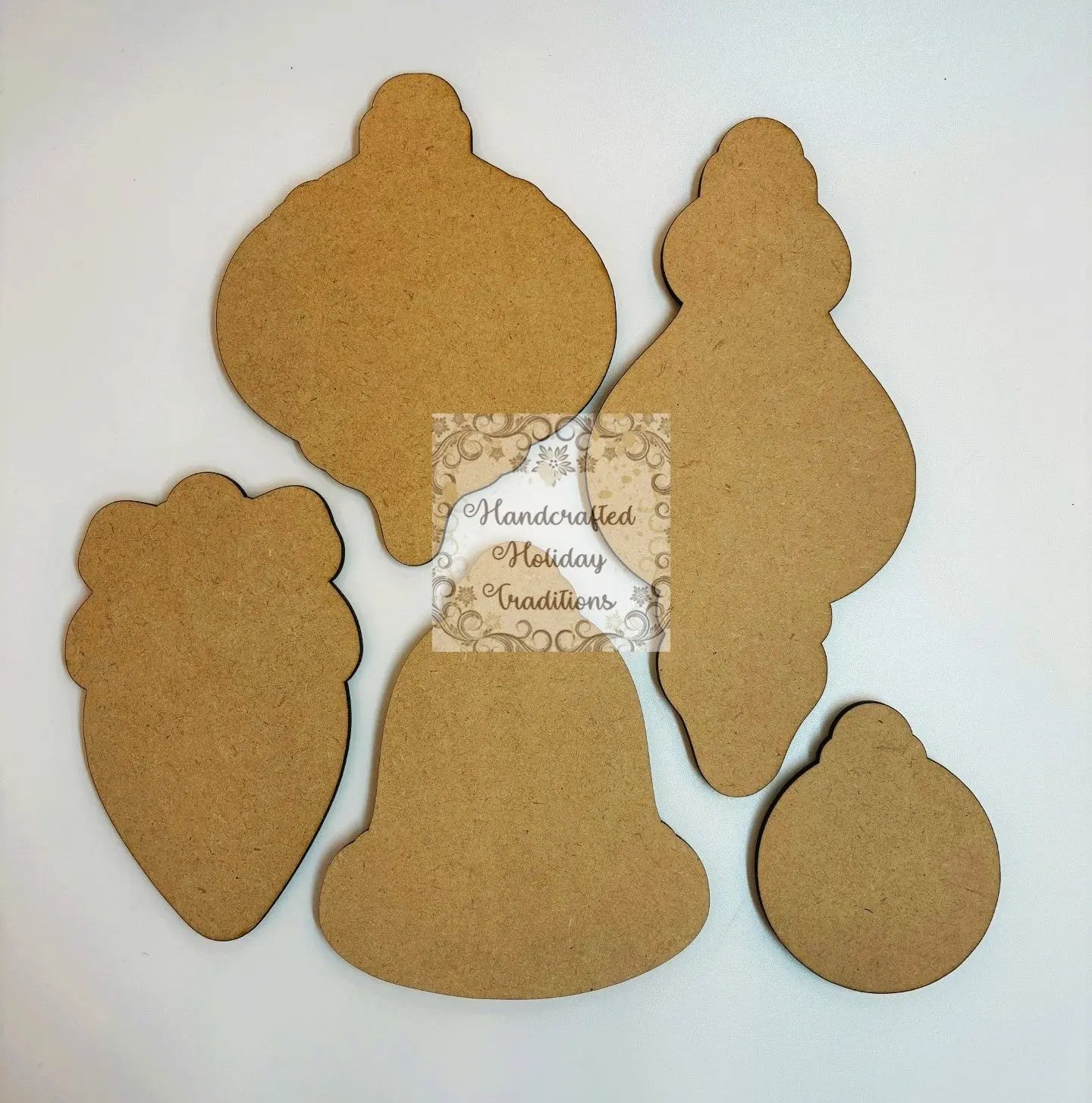 Laser Cut, MDF, Re-Design with Prima, Bauble Backs for Castings, Backing, Blank, Base, Ornament, Set of 5, Christmas, Holiday Decorations Handcrafted Holiday Traditions
