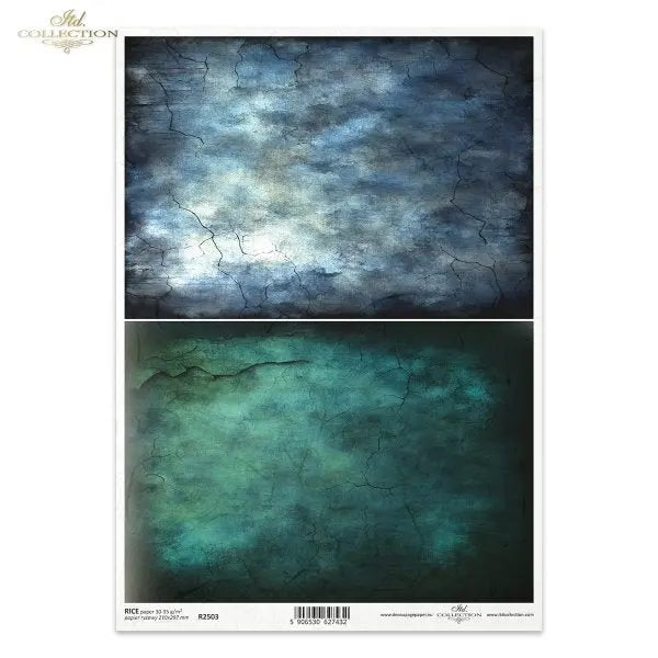 ITD Collection, Rice Pape, Decoupage, Colorful, Backgrounds, Wallpaper, Jewel Tones, Squares, Blue, Green, R2503, A4, 8.27x11.7 ITD Collection