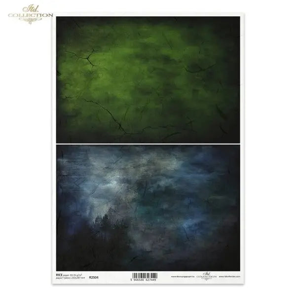 ITD Collection, Rice Pape, Decoupage, Colorful, Backgrounds, Wallpaper, Jewel Tones, Squares, Blue, Green, R2504, A4, 8.27x11.7 ITD Collection