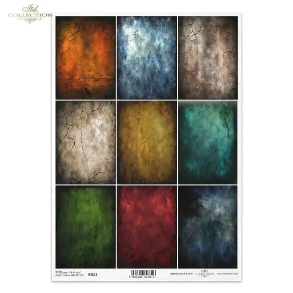 ITD Collection, Rice Paper, Decoupage, Colorful, Backgrounds, Wallpaper, Jewel Tones, Squares, Blue, Green, Red, R2521, A4, 8.27x11.7 ITD Collection