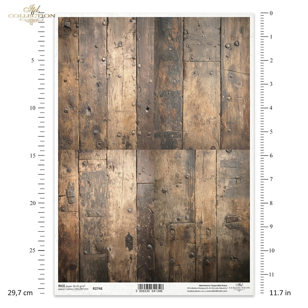 ITD Collection Rice Paper for Decoupage, Old Wood Wallpaper Theme, Grungy Texture, Background, Mixed Media, A4