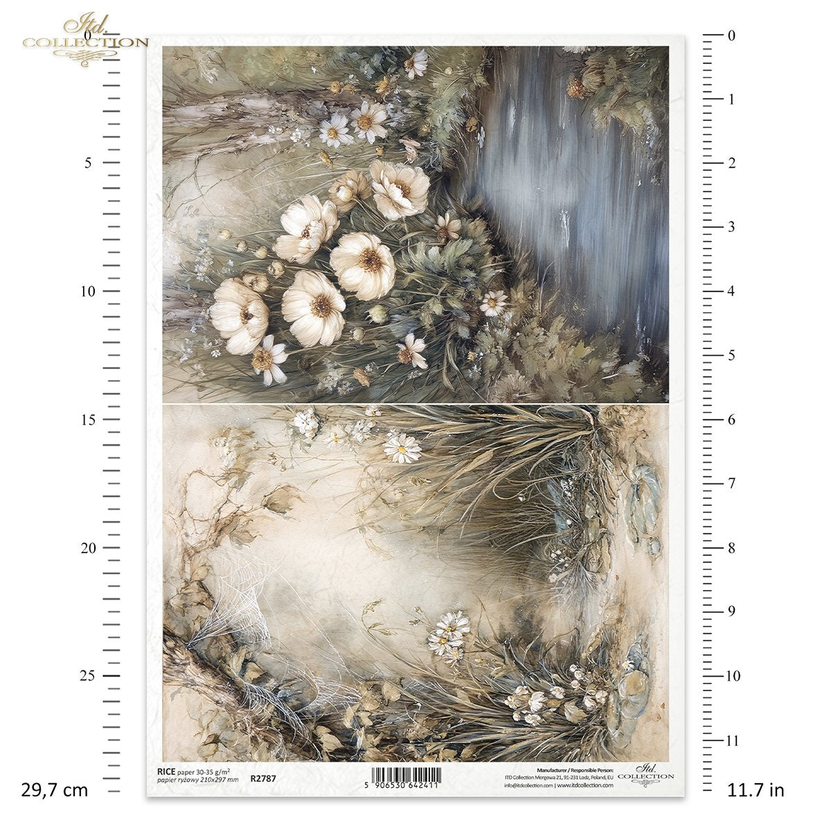 ITD Collection Rice Paper for Decoupage, Nature Forest Squares, Mouse World Collection, Spring landscapes, A4
