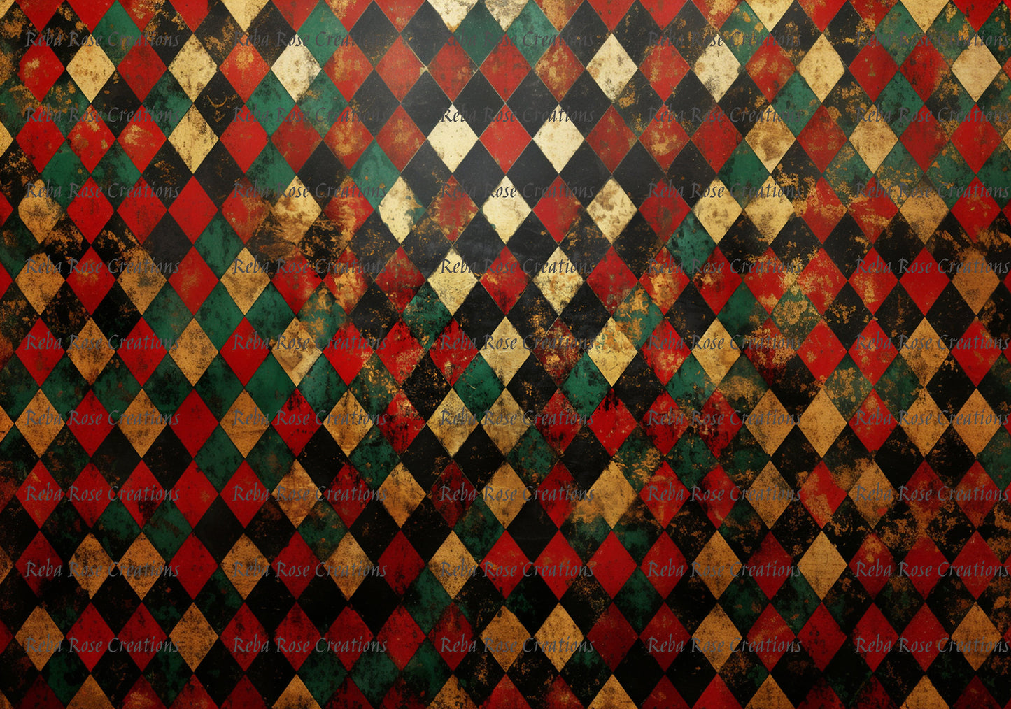 Reba Rose Creations, Rice Paper for Decoupage, Christmas, Harlequin, Background, Wallpaper, Shabby Chic, 1344, A4, 8.27 X 11.6