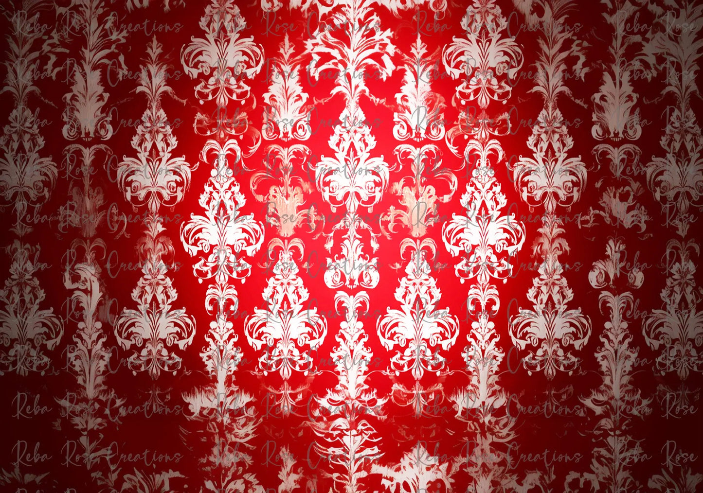Reba Rose Creations, Rice Paper for Decoupage, Mixed Media, Red, White, Damask Wallpaper, Background, A3, 11.7 x 16.5 Reba Rose