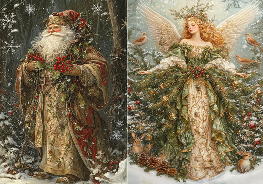 Reba Rose Creations, Rice Paper for Decoupage, Nostalgic Santa Claus, Angel, Christmas, 86, A3, 11.7 x 16.5