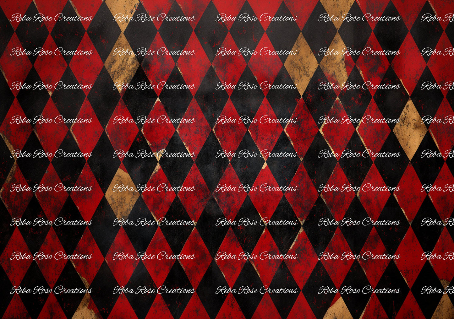 Reba Rose Creations, Rice Paper for Decoupage, Red, Black, Harlequin, Diamonds, Wallpaper, Background, A3, 11.7 x 16.5