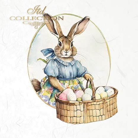 ITD Collection, Rice Paper, Mini Set, Easter, Baskets, Eggs, Bunnies, Flowers, 6 Sheets, 5x8, RSM119, Decoupage, Mixed Media