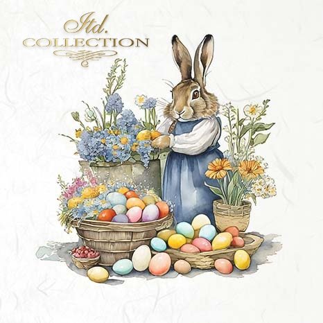 ITD Collection, Rice Paper, Mini Set, Easter, Baskets, Eggs, Bunnies, Flowers, 6 Sheets, 5x8, RSM119, Decoupage, Mixed Media