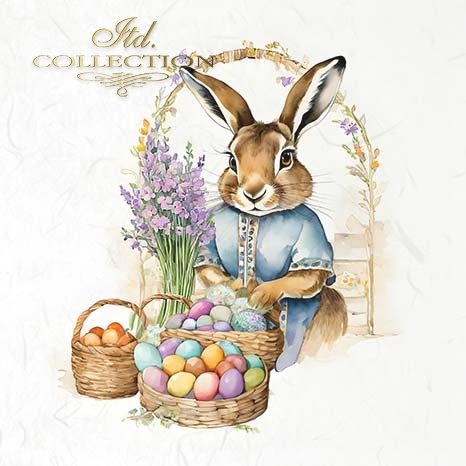 ITD Collection, Rice Paper, Mini Set, Easter, Baskets, Eggs, Bunnies, Flowers, 6 Sheets, 5x8, RSM119, Decoupage, Mixed Media