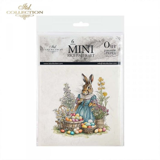 ITD Collection, Rice Paper, Mini Set, Easter, Baskets, Eggs, Bunnies, Flowers, 6 Sheets, 5x8, RSM119, Decoupage, Mixed Media