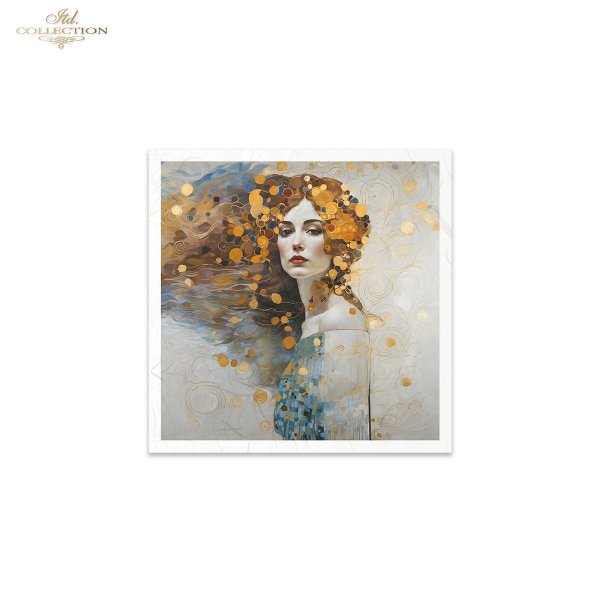 ITD Collection, Rice Paper, Mini Set, Decoupage, Mixed Media, Art Nouveau, Women, Mosaic, Portraits, RSM126, 6 sheets, 5.8 x 5.8