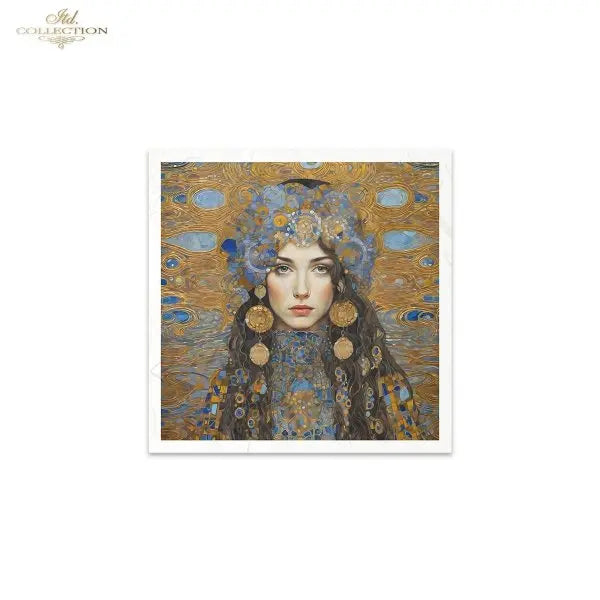 ITD Collection, Rice Paper, Mini Set, Decoupage, Mixed Media, Art Nouveau, Women, Mosaic, Portraits, RSM127, 6 sheets, 5.8 x 5.8 ITD Collection