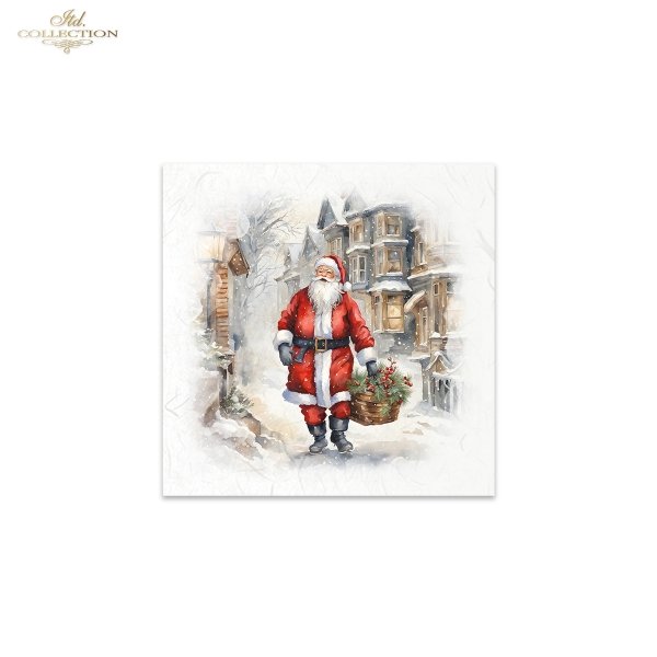 ITD Collection, Rice Paper, Mini Set, Decoupage, Mixed Media, 6 sheets, Christmas Santa Claus