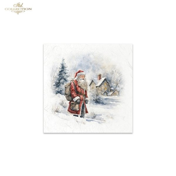 ITD Collection, Rice Paper, Mini Set, Decoupage, Mixed Media, 6 sheets, Christmas Santa Claus