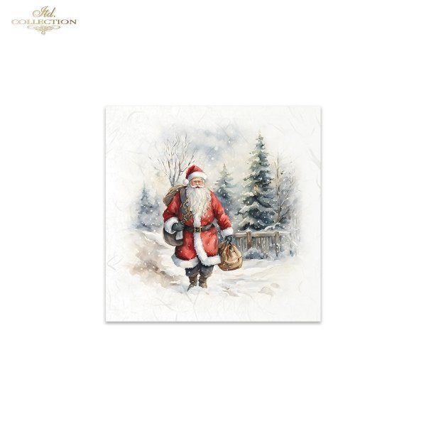 ITD Collection, Rice Paper, Mini Set, Decoupage, Mixed Media, 6 sheets, Christmas Santa Claus