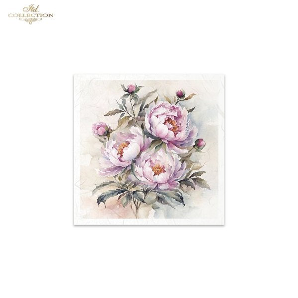 ITD Collection, Rice Paper, Mini Set, Decoupage, Mixed Media, Flowers, Floral Arrangement, Water color, RSM144, 6 sheets, 5.8 x 5.8