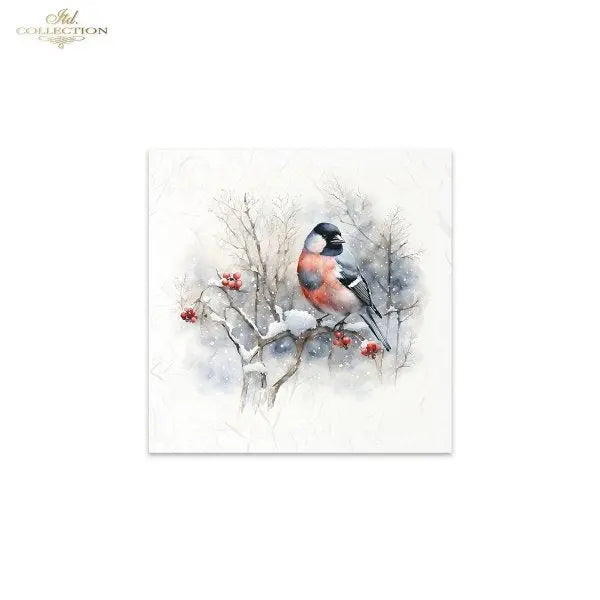 ITD Collection, Rice Paper, Mini Set, 6 sheets, Cardinals, Winter, Birds, Snow, RSM047, 5x8, Snow ITD Collection