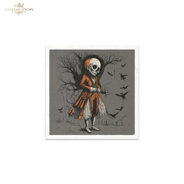 ITD Collection, Rice Paper, Mini Set, Decoupage, Mixed Media, RSM153, 6 sheets, 5.8 x5.8 Halloween, Haunted House, Characters, Dark, Gothic