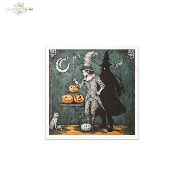 ITD Collection, Rice Paper, Mini Set, Decoupage, Mixed Media, RSM153, 6 sheets, 5.8 x5.8 Halloween, Haunted House, Characters, Dark, Gothic
