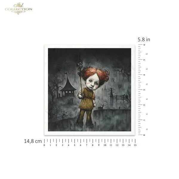 ITD Collection, Rice Paper, Mini Set, Decoupage, Mixed Media, RSM154, 6 sheets, 5.8 x5.8, Halloween, Haunted House, Characters, Dark, Gothic ITD Collection