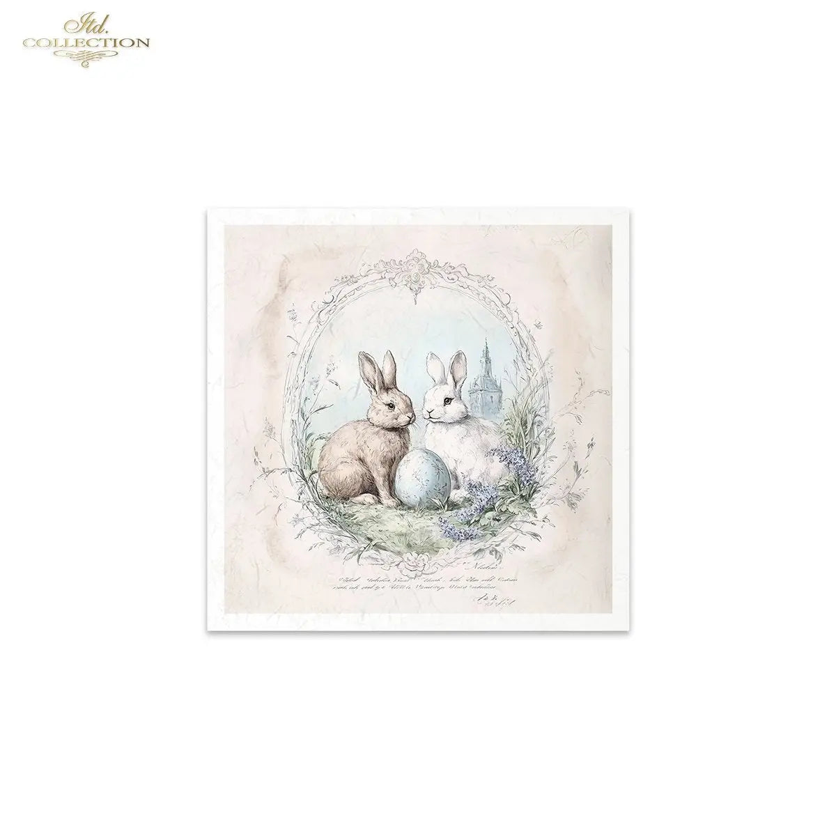 ITD Collection, Rice Paper, Mini Set, Rabbits, Bunnies, Easter, Rounds, Floral, 6 Sheets, 5x8, RSM119, Decoupage, Mixed Media, RSM157 ITD Collection