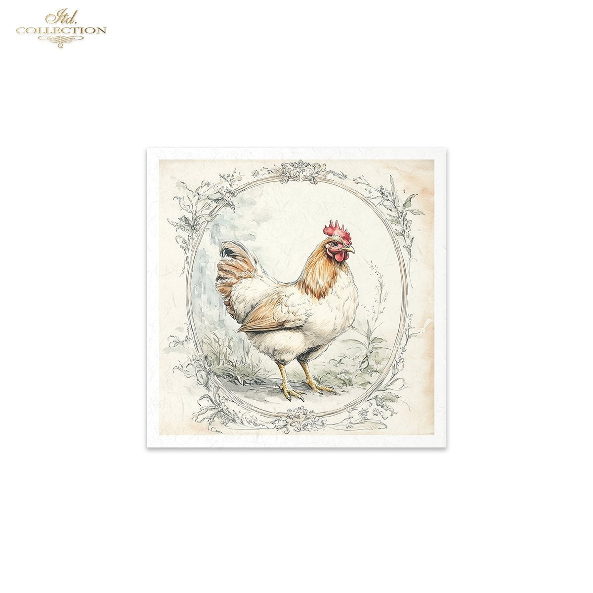 ITD Collection, Rice Paper, Mini Set, Chickens, Hens, Chicks, Rounds, Floral, 6 Sheets, 5x8, RSM119, Decoupage, Mixed Media, RSM158