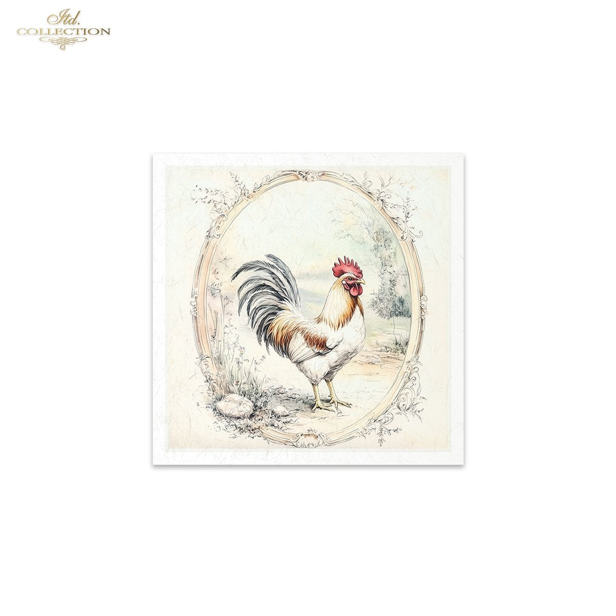 ITD Collection, Rice Paper, Mini Set, Roosters, Hens, Chicks, Rounds, Floral, 6 Sheets, 5x8, RSM119, Decoupage, Mixed Media, RSM161