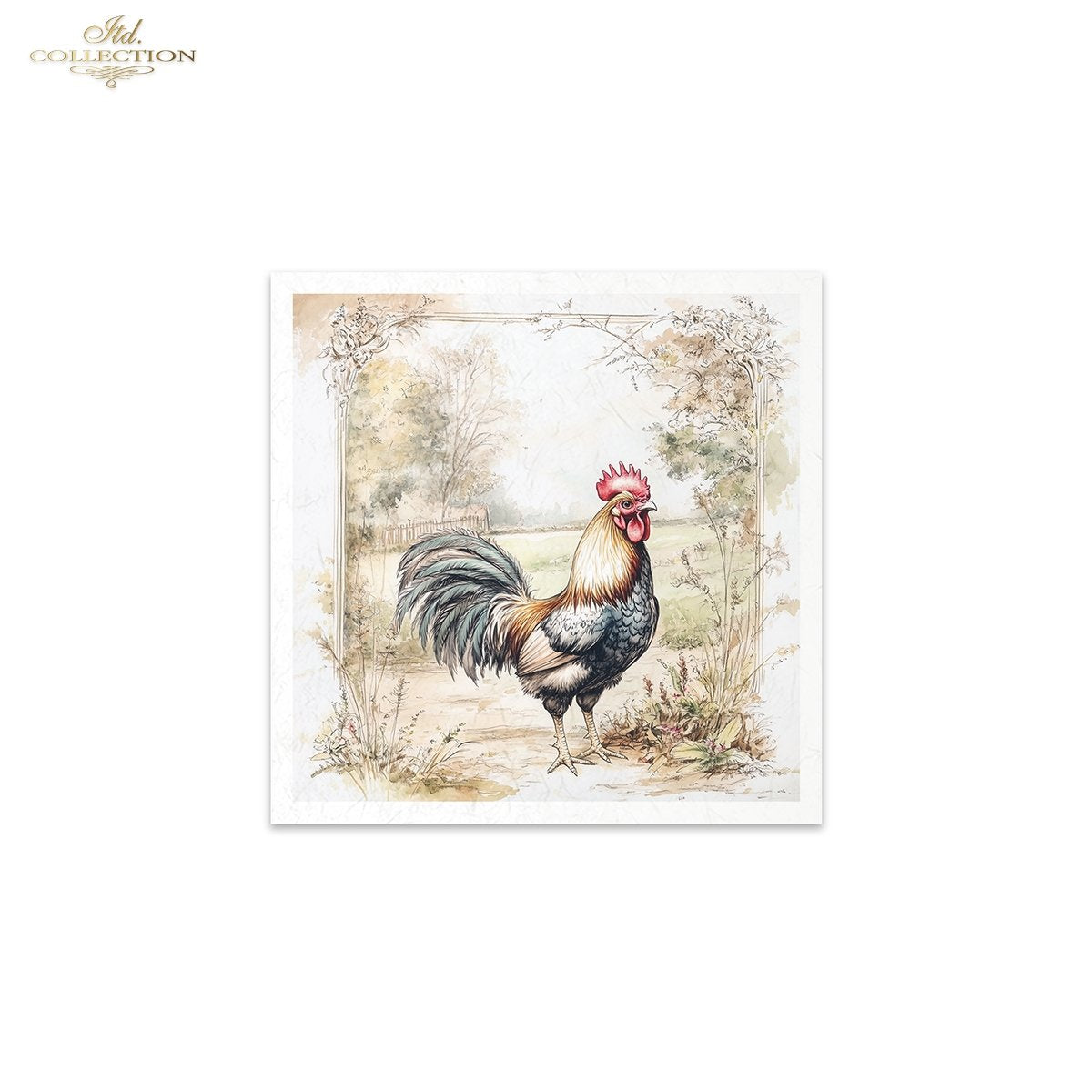 ITD Collection, Rice Paper, Mini Set, Roosters, Hens, Chicks, Rounds, Floral, 6 Sheets, 5x8, RSM119, Decoupage, Mixed Media, RSM161