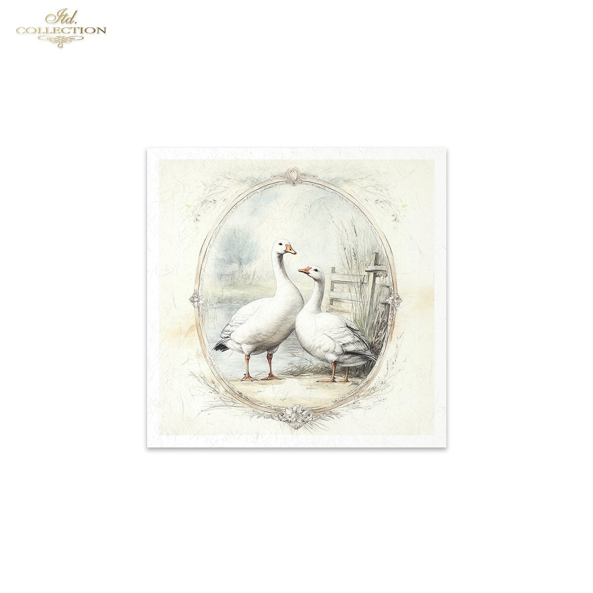 ITD Collection, Rice Paper, Mini Set, Ducks, Geese, Ducklings, Rounds, Floral, 6 Sheets, 5x8, RSM119, Decoupage, Mixed Media, RSM162
