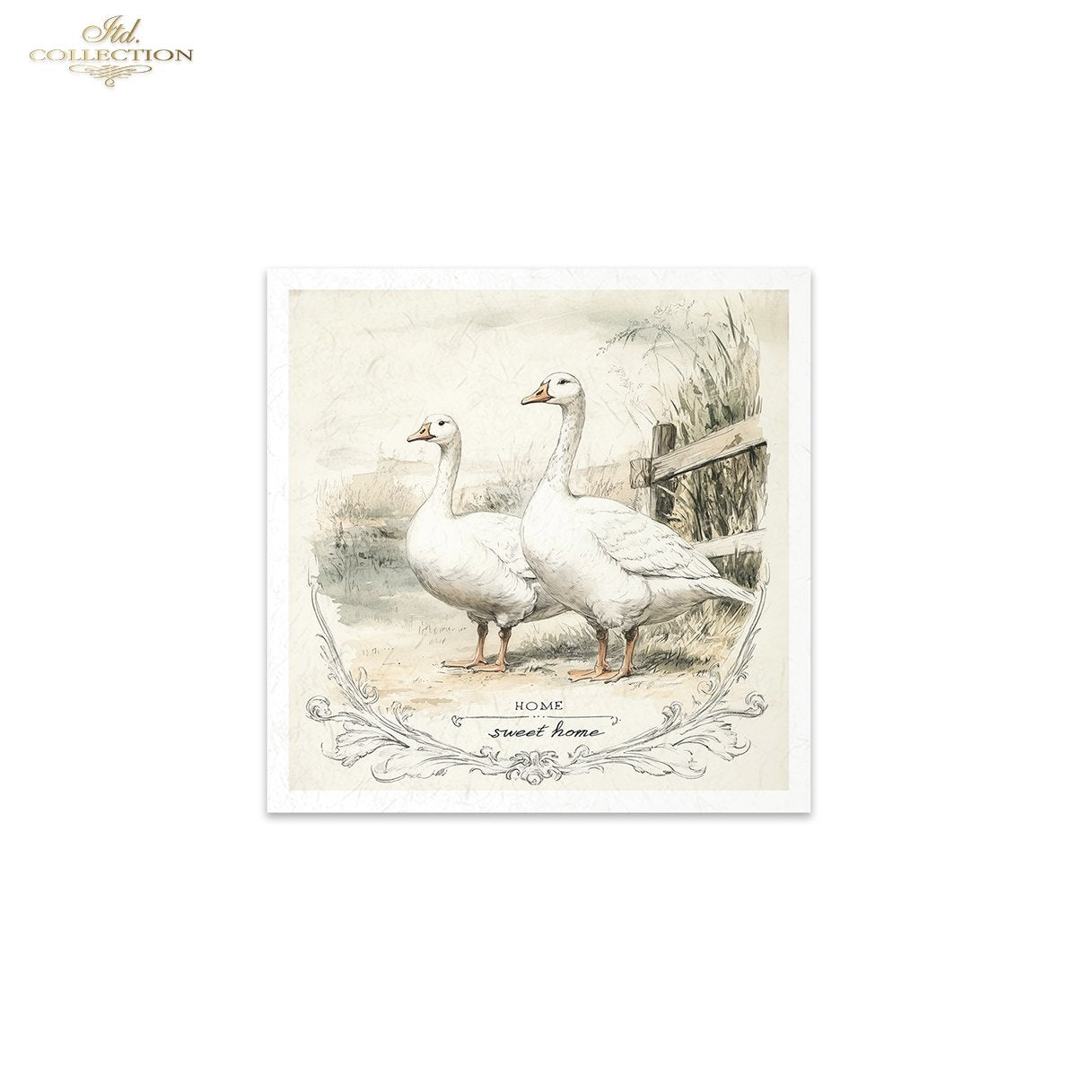 ITD Collection, Rice Paper, Mini Set, Ducks, Geese, Ducklings, Rounds, Floral, 6 Sheets, 5x8, RSM119, Decoupage, Mixed Media, RSM162