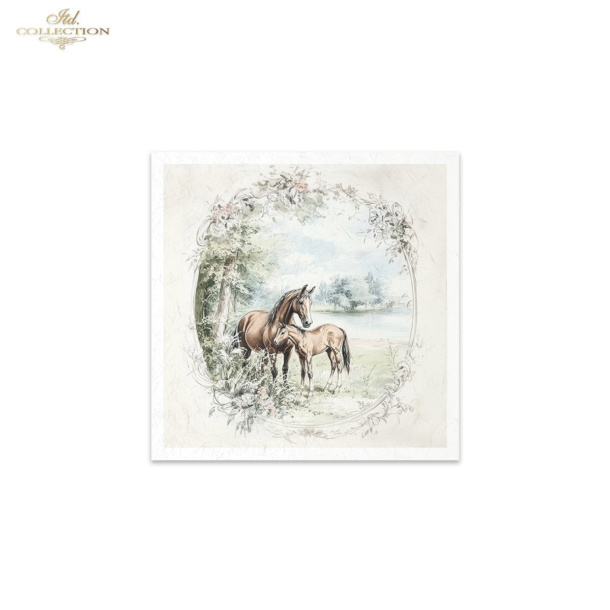ITD Collection, Rice Paper, Mini Set, Calf, Cows, Horses, Cattle, Rounds, Floral, 6 Sheets, 5x8, RSM119, Decoupage, Mixed Media, RSM163
