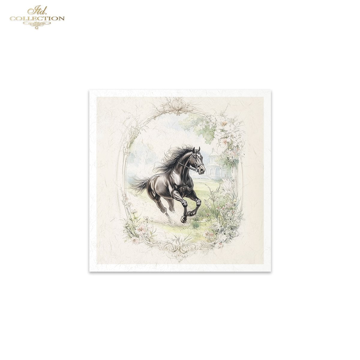 ITD Collection, Rice Paper, Mini Set, Calf, Cows, Horses, Cattle, Rounds, Floral, 6 Sheets, 5x8, RSM119, Decoupage, Mixed Media, RSM163