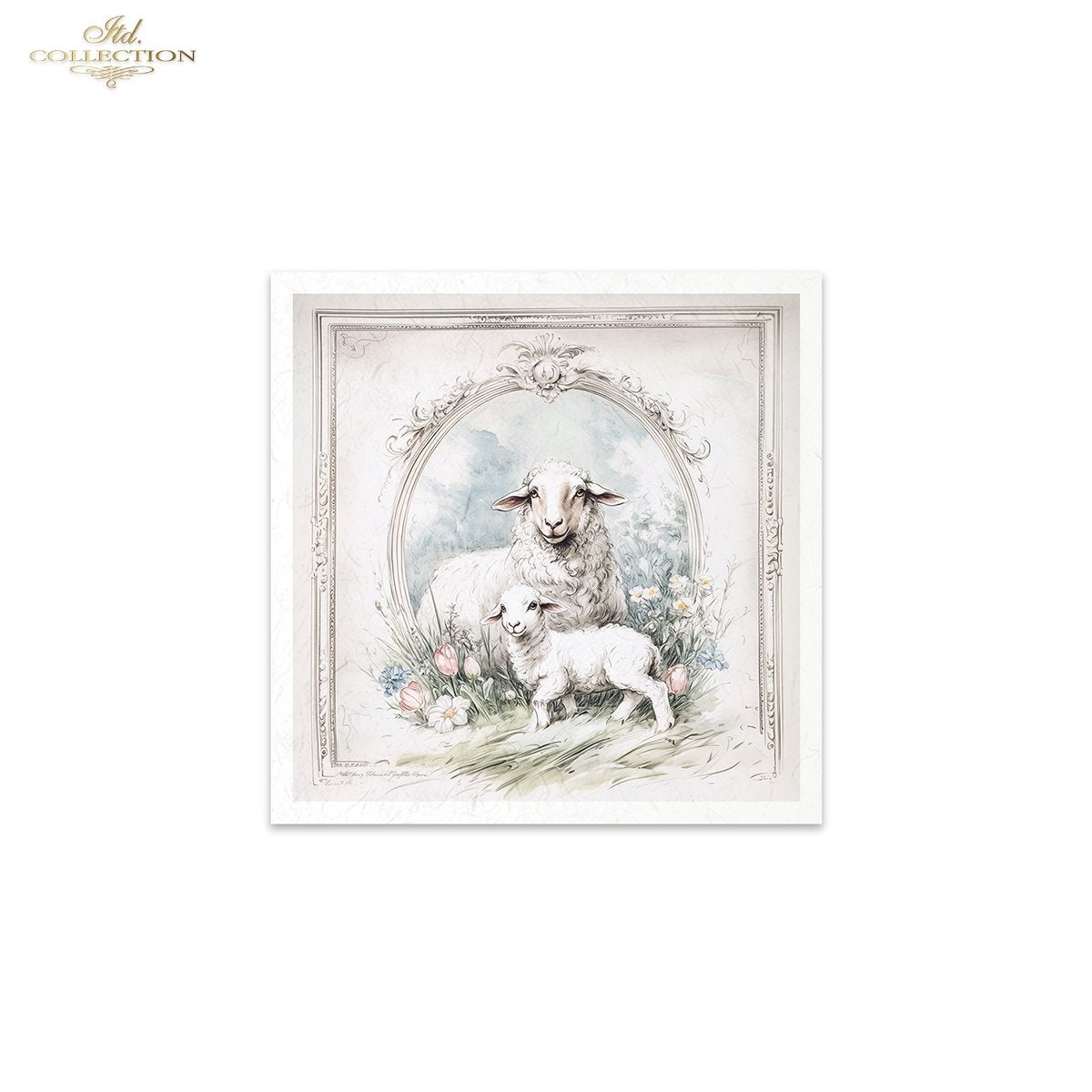 ITD Collection, Rice Paper, Mini Set, Lamb, Goats, Rams, Sheep, Rounds, Floral, 6 Sheets, 5x8, RSM119, Decoupage, Mixed Media, RSM164