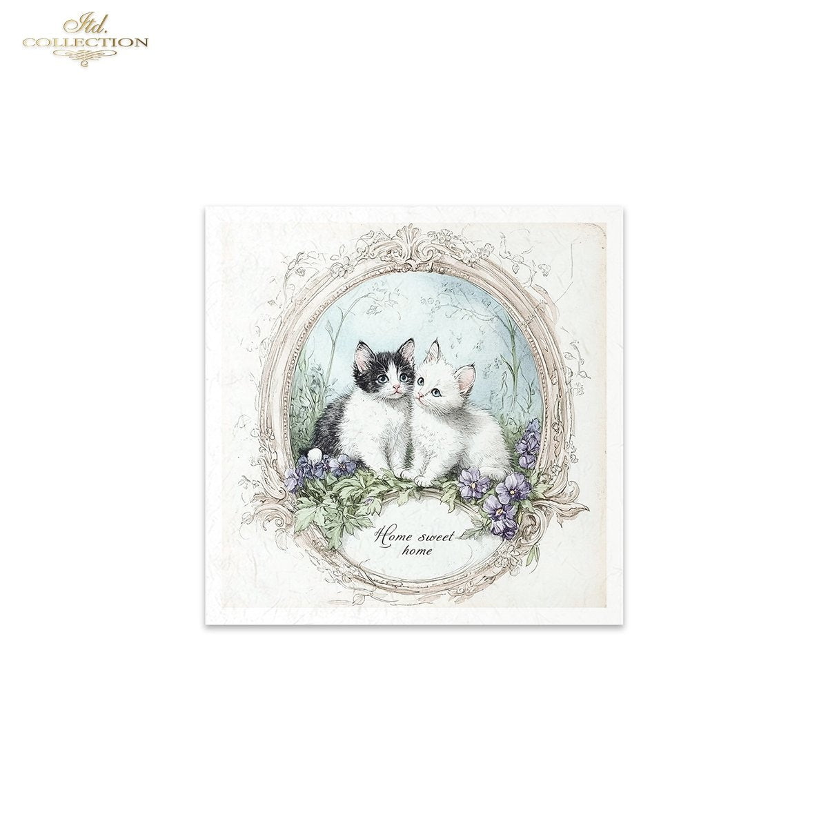 ITD Collection, Rice Paper, Mini Set, Cats, Kittens, Home Sweet Home, Rounds, Floral, 6 Sheets, 5x8, RSM119, Decoupage, Mixed Media, RSM165