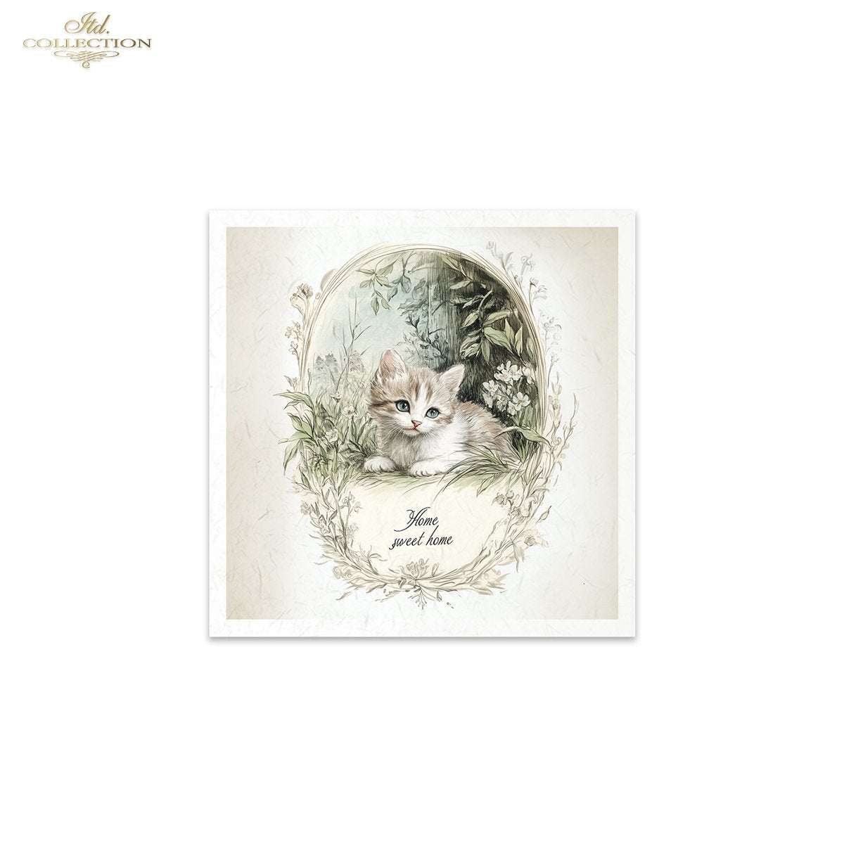 ITD Collection, Rice Paper, Mini Set, Cats, Kittens, Home Sweet Home, Rounds, Floral, 6 Sheets, 5x8, RSM119, Decoupage, Mixed Media, RSM165